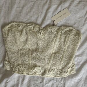 LoveShackFancy Floral Lace Bustier in Cream
